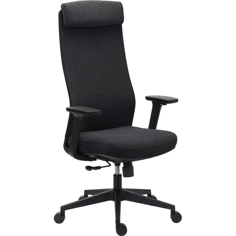 Chaise de bureau MARCEL tissu chiné - accoudoirs 3D, appui-tête, soutien lombaire, mécanisme synchrone réglage profondeur d'assise