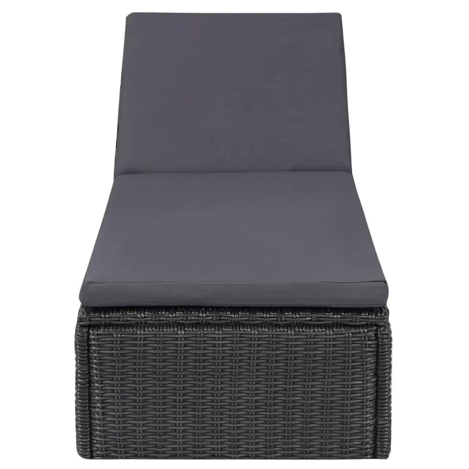 vidaXL - Zonnebed - Zwart - Poly rattan