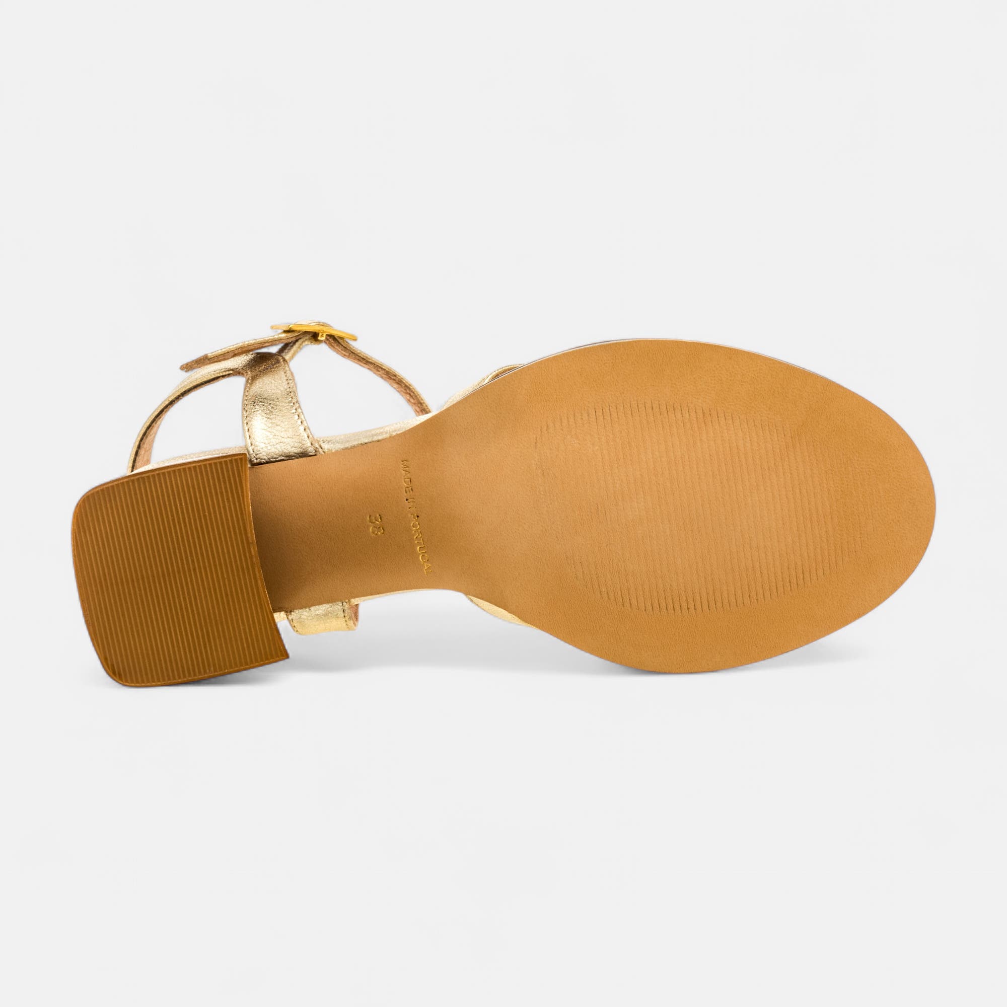 Nu-pieds à talon Femme en cuir or