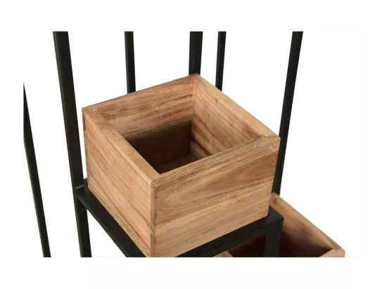 Support de plantes en bois massif et métal noir L43 cm PIANO
