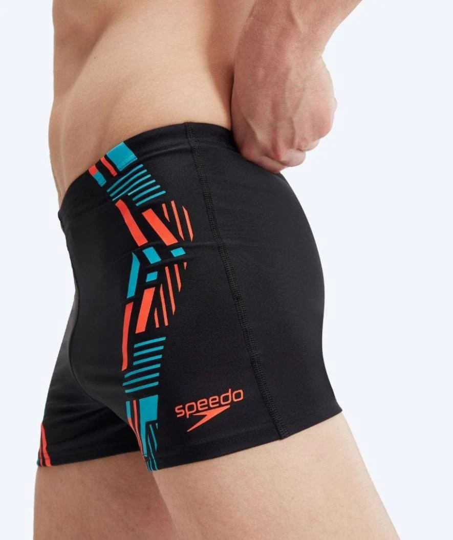 Speedo aquashorts til mænd - Tech Print - Sort/orange