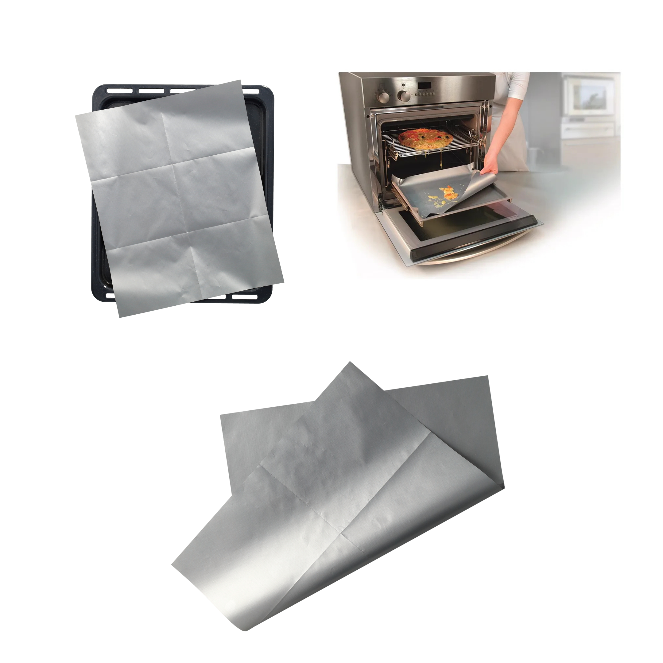 (35x43cm) Backofen Schutzfolie Wiederverwendbare Backmatte mit Teflon Anti-Haft Beschichtung (00111480) - Silber