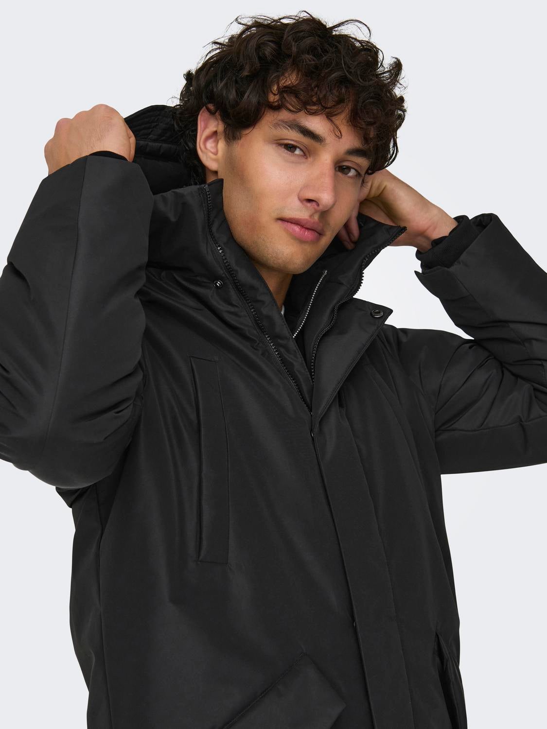 ONSCARL Langer Parka Black