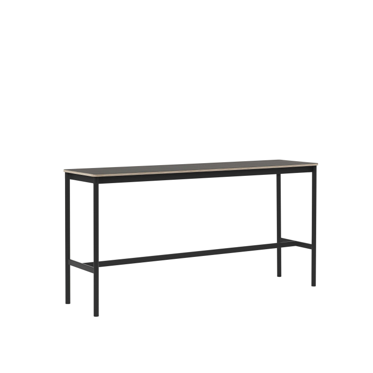 Muuto Base Low statafel 190x50 zwart, multiplex rand