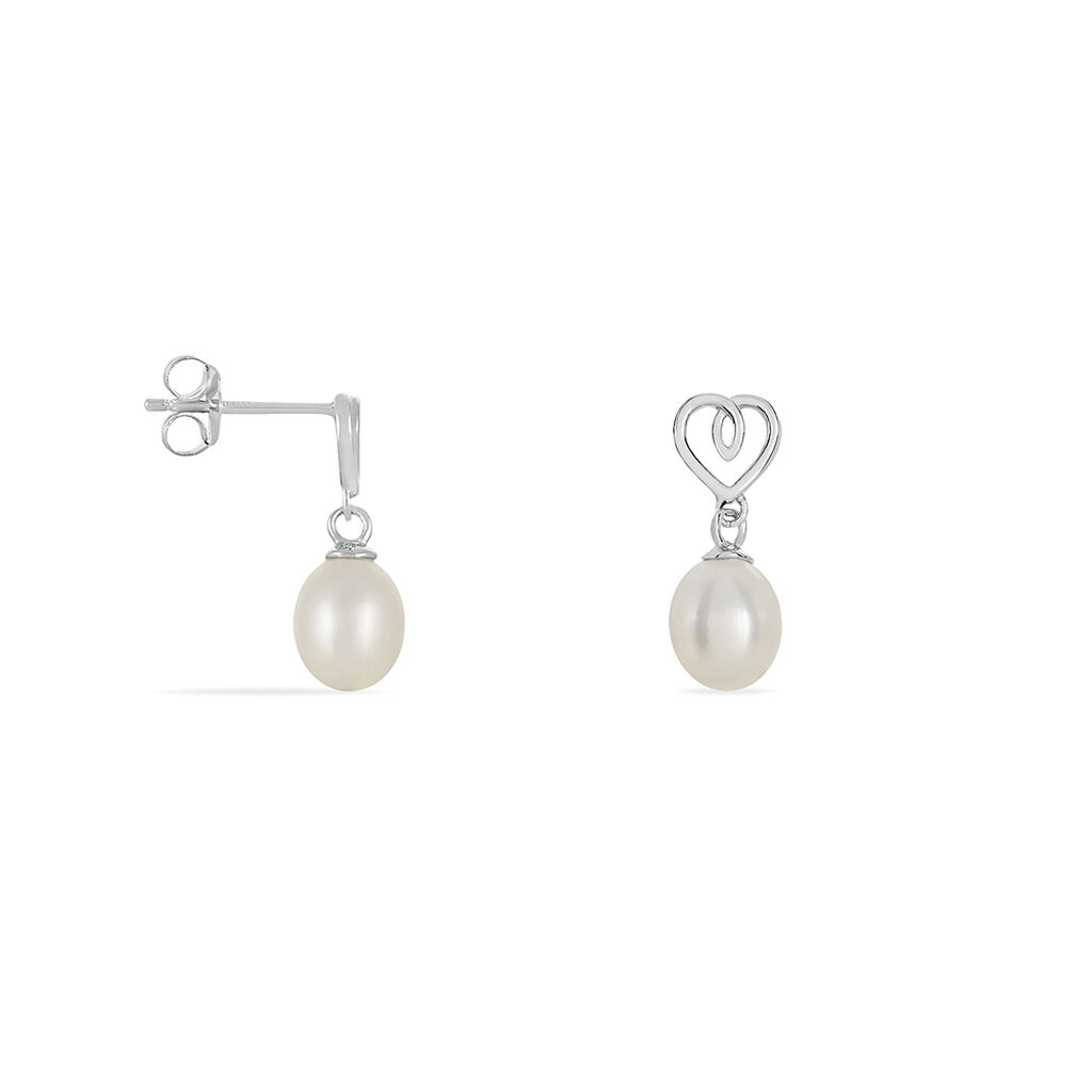 Boucles D'oreilles Pendantes Miley Argent Blanc Perle De Culture