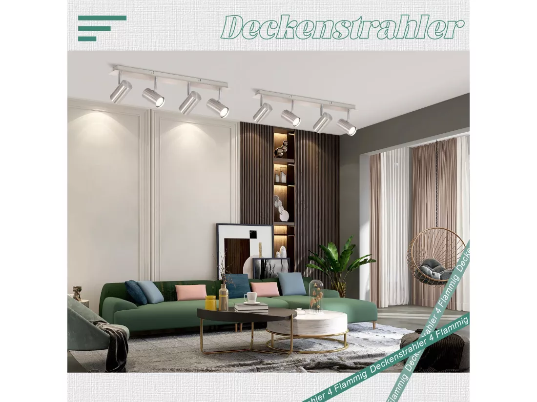NETTLIFE 4 Spots de plafond GU10 en métal nickel pivotants à 330°pour salon cuisine chambre lampe moderne de couloir sans ampoule