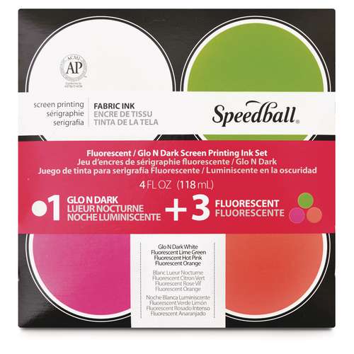 Speedball® Siebdruck-Textilfarben-Set, Fluoreszend- und Nachtleuchtfarben
