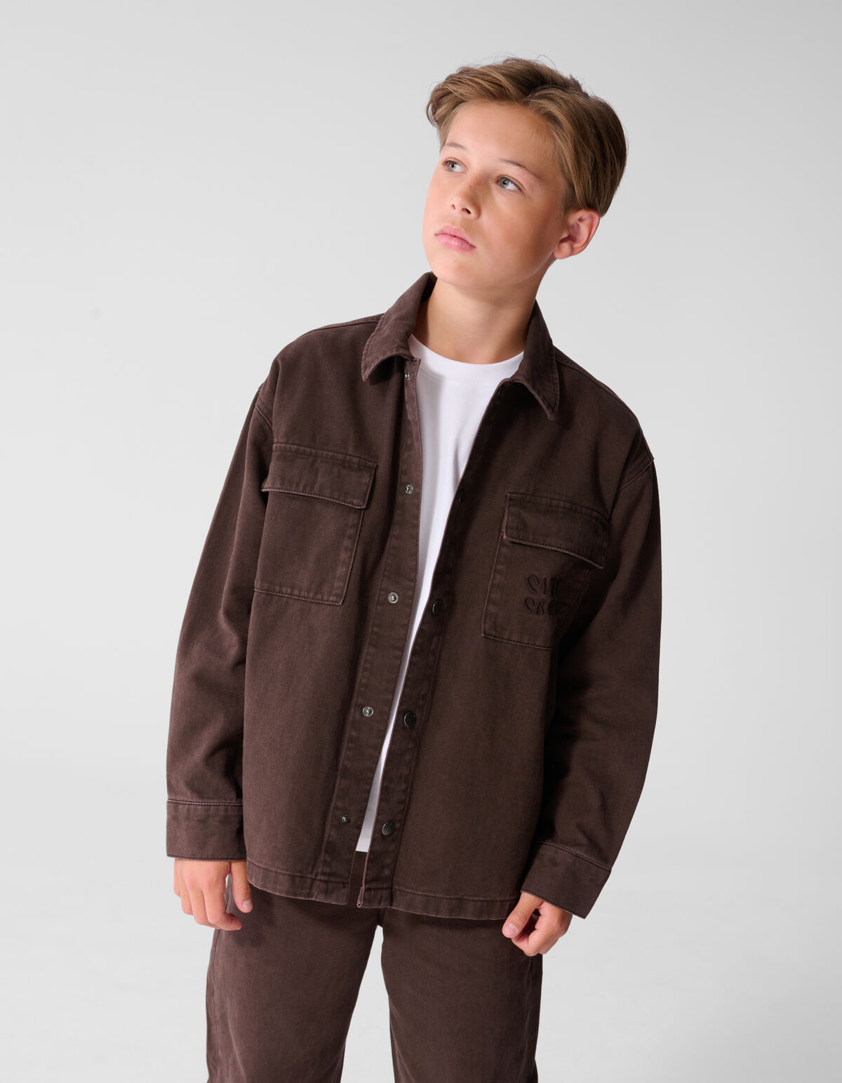Oversized Denim Overshirt Donkerbruin