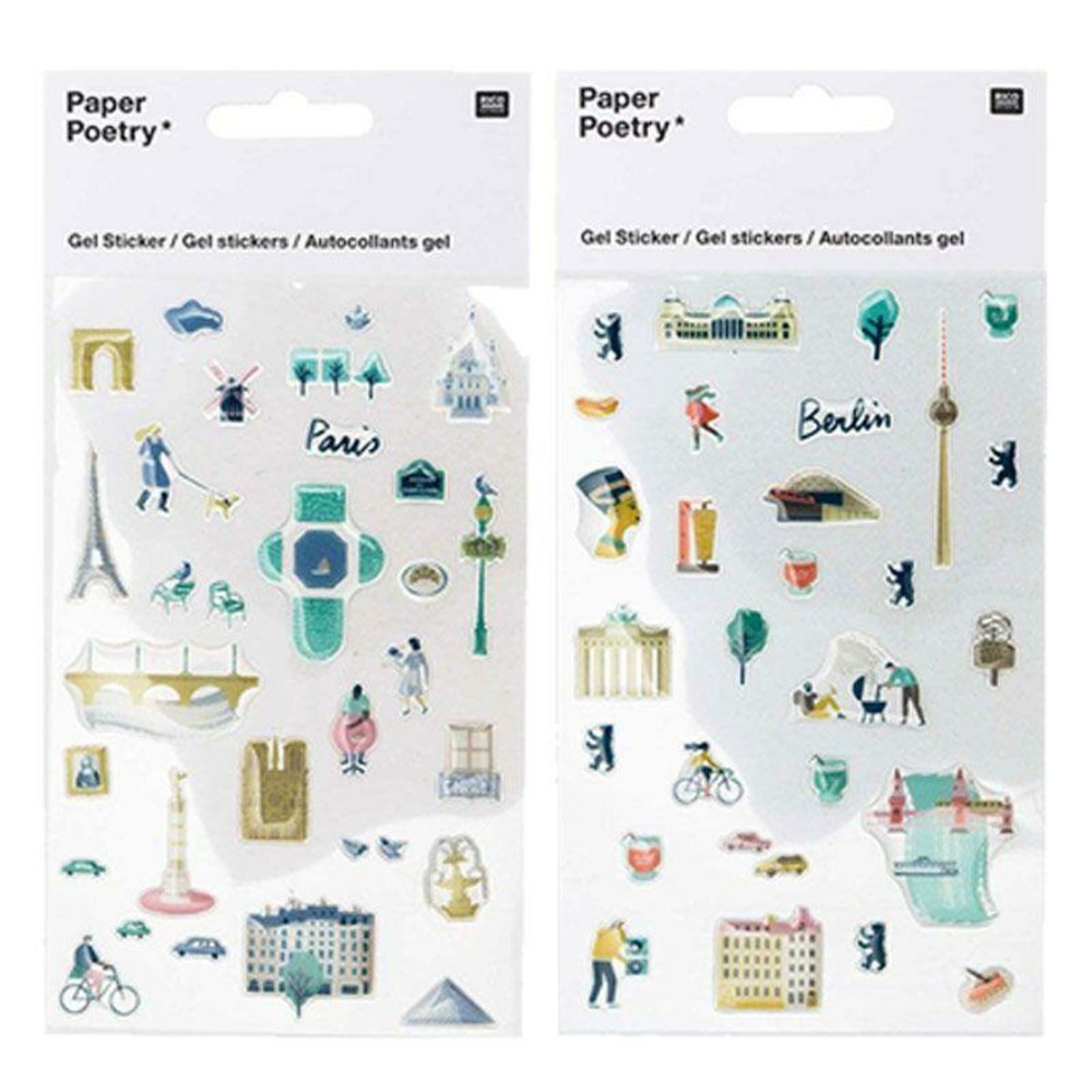 Stickers gel transparent - paris, berlin