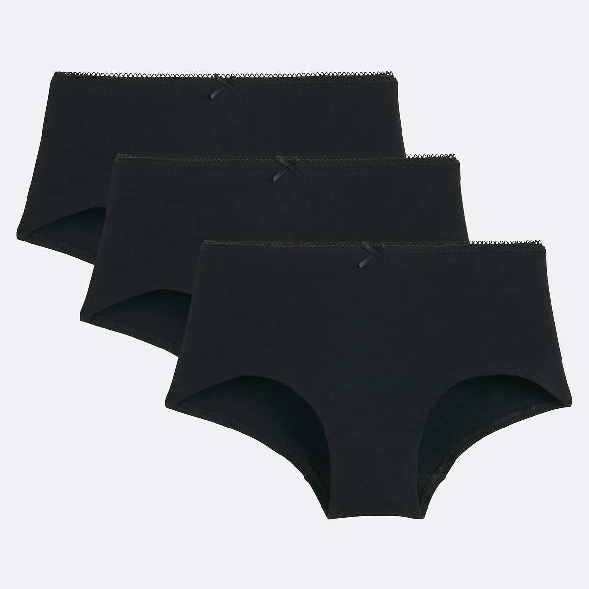 COLEÇÃO LA REDOUTE<br>Conjunto de 3 shorts lisos de algodão elástico