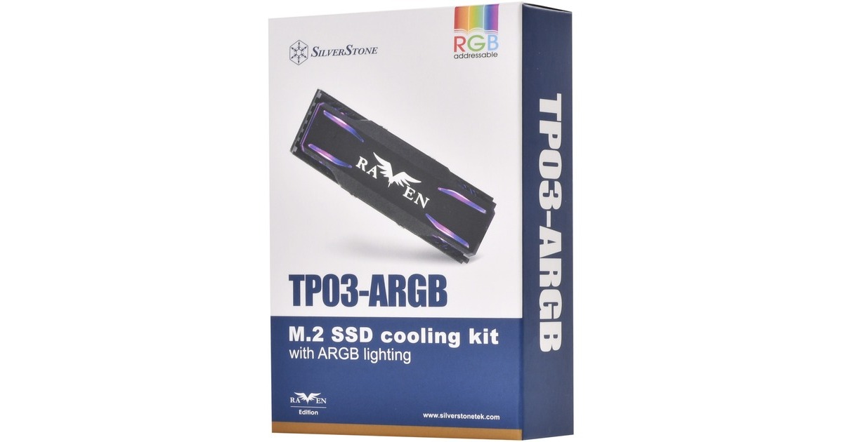 SilverStoneTP03-ARGB heatsink  (Zwart, Geschikt voor M.2 2280 SSD)