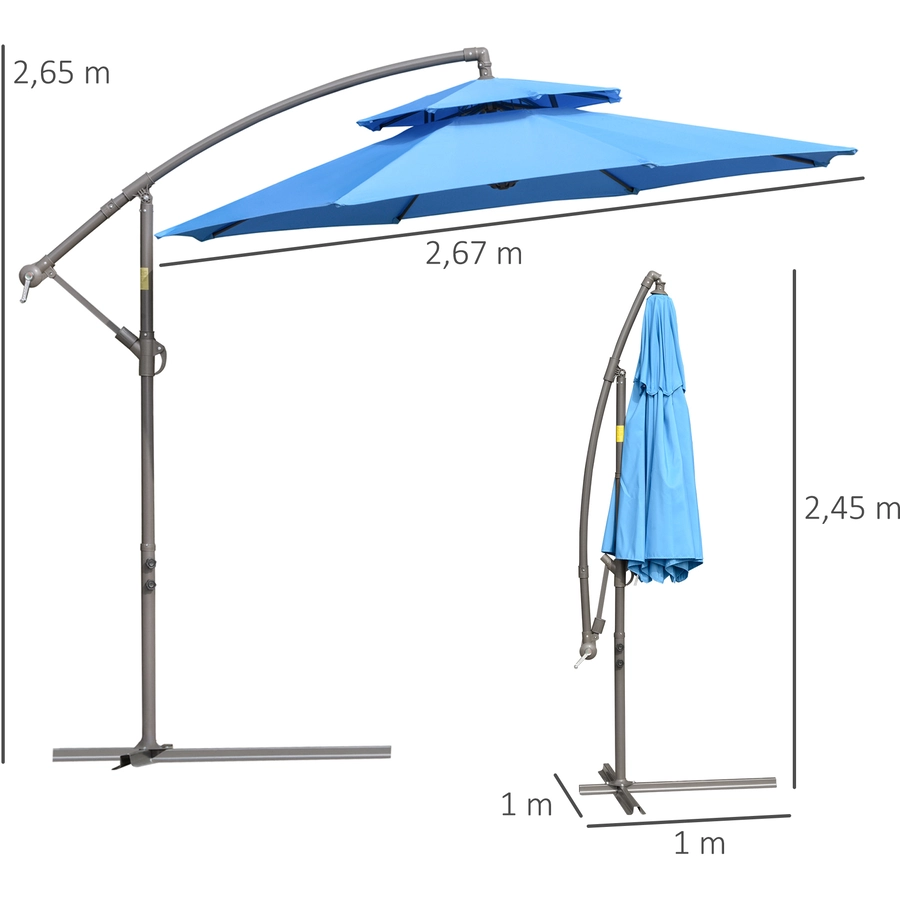 Outsunny Sonnenschirm mit Entlüftung blau