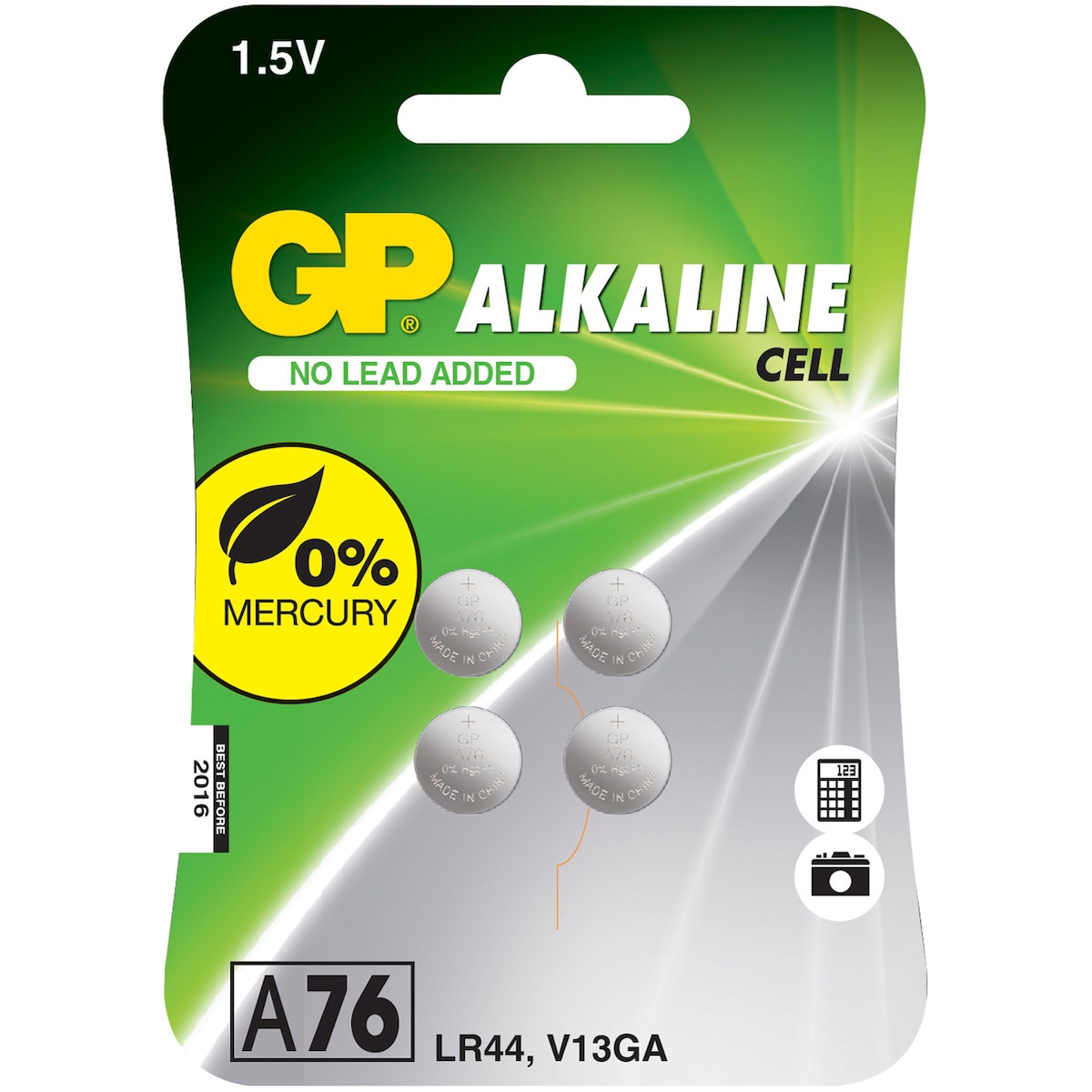 A76 / LR44 Knappecelle 4-pakning