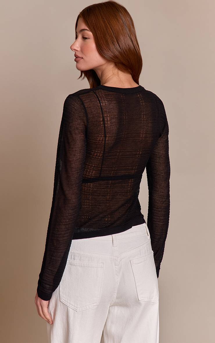 Noir Haut En Maille Transparente À Carreaux