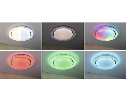 Dimbare LED-lamp 40W 2800 lm 2700-6500 K Ø 45 cm SpacyColor frameloos chroom/wit + afstandsbediening + RGB + sterrenhemel