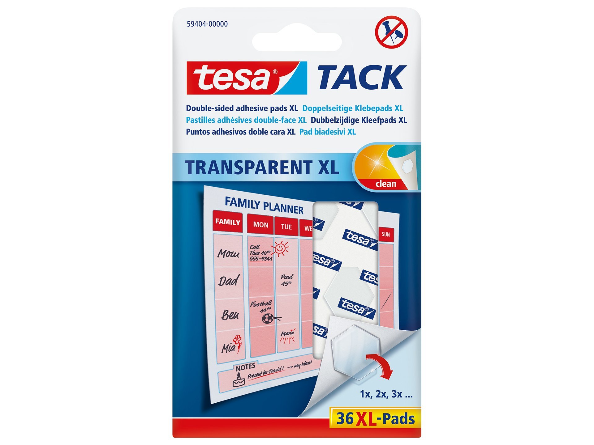 Tesa Tack doppelseitige Klebepads ablösbar XL