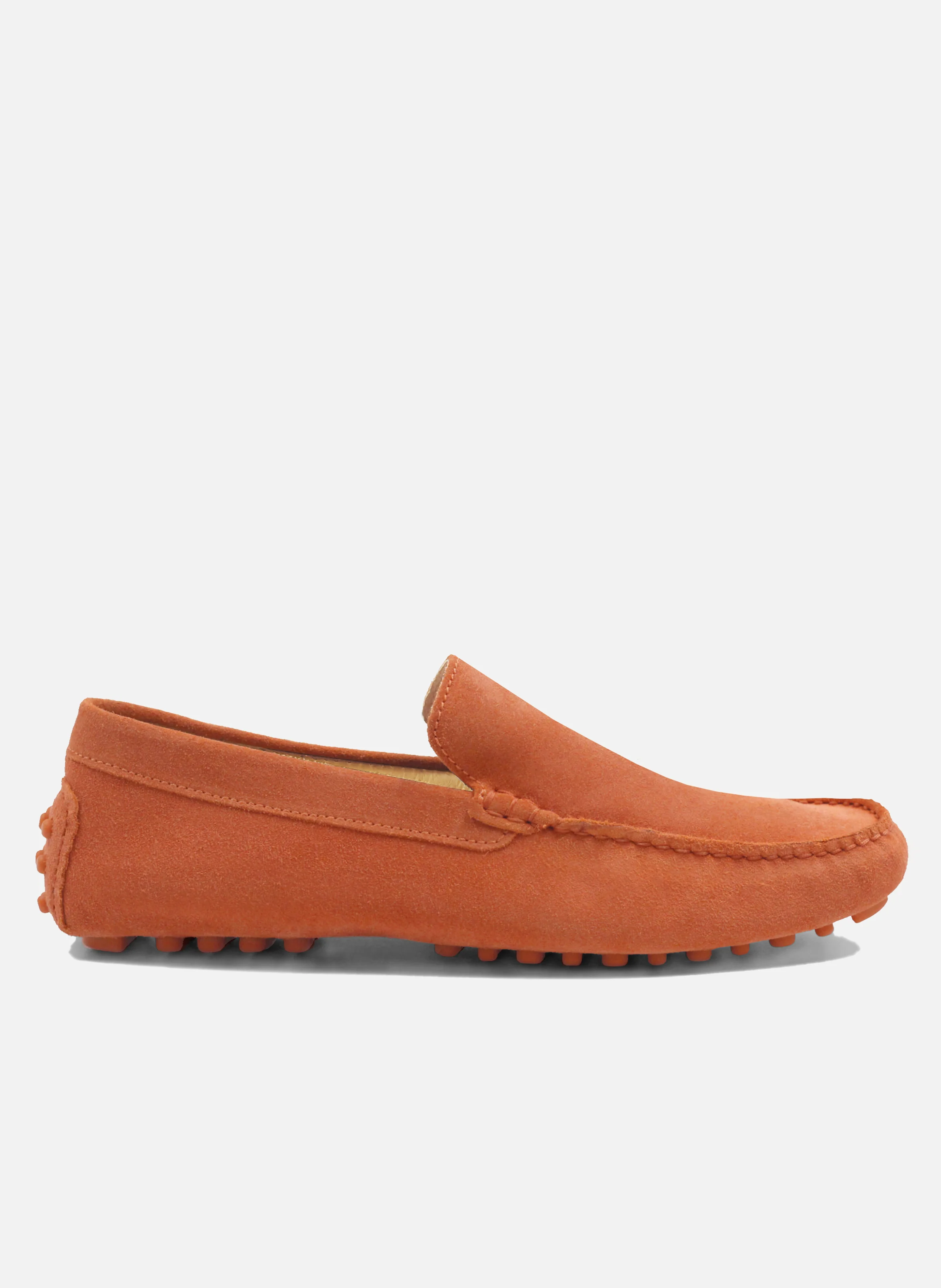 Mocassins picots doublés cuir daim | Orange
