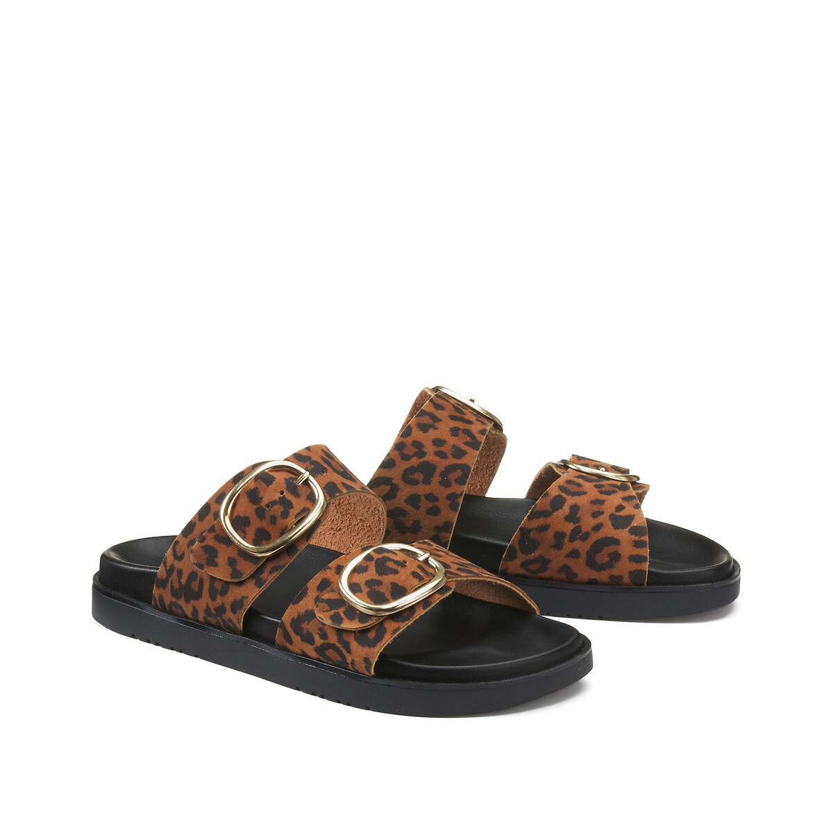 COLEÇÕES LA REDOUTE<br>Mules de couro com estampa de leopardo, modelo Signature SALOME