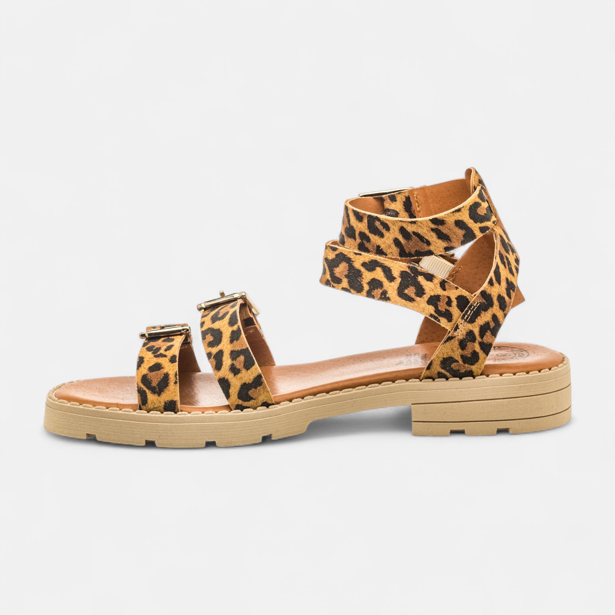 Sandales Femme en cuir camel