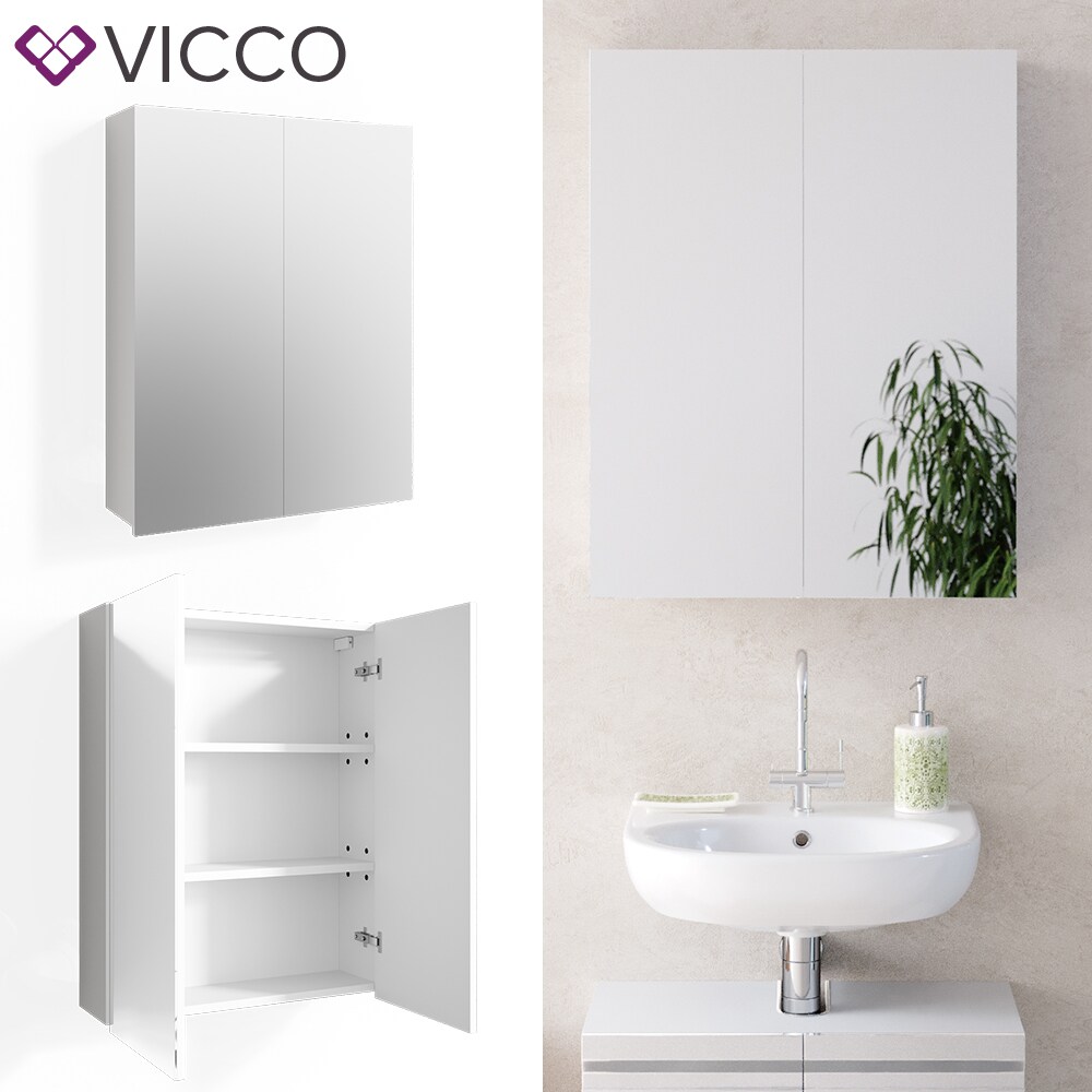 VICCO Spiegelschrank FREDDY Weiß Spiegel Badspiegel Wandspiegel Badezimmer