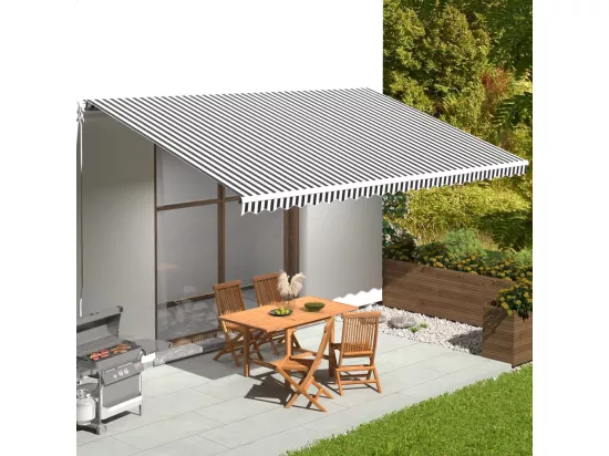 Tissu de remplacement pour auvent Anthracite et blanc 6x3,5 m