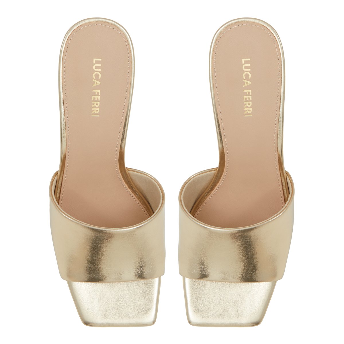 LUCA FERRI-Barg-Mules Sandales - Talon bloc - Champagne