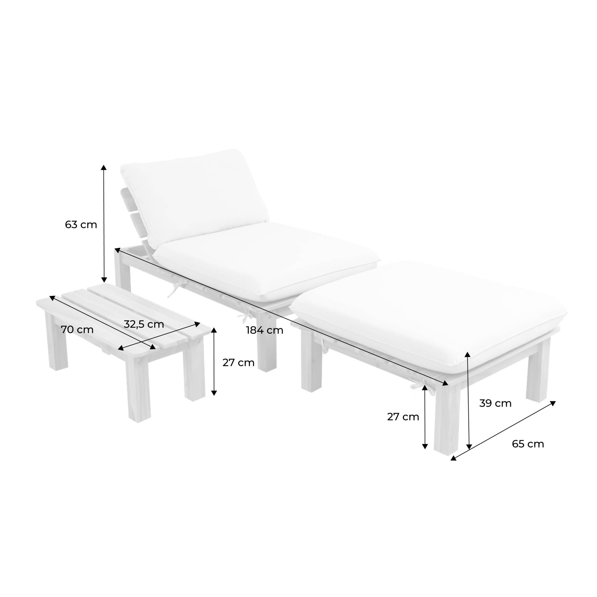 sweeek - Modulaire ligstoel meerdere posities en tafeltje