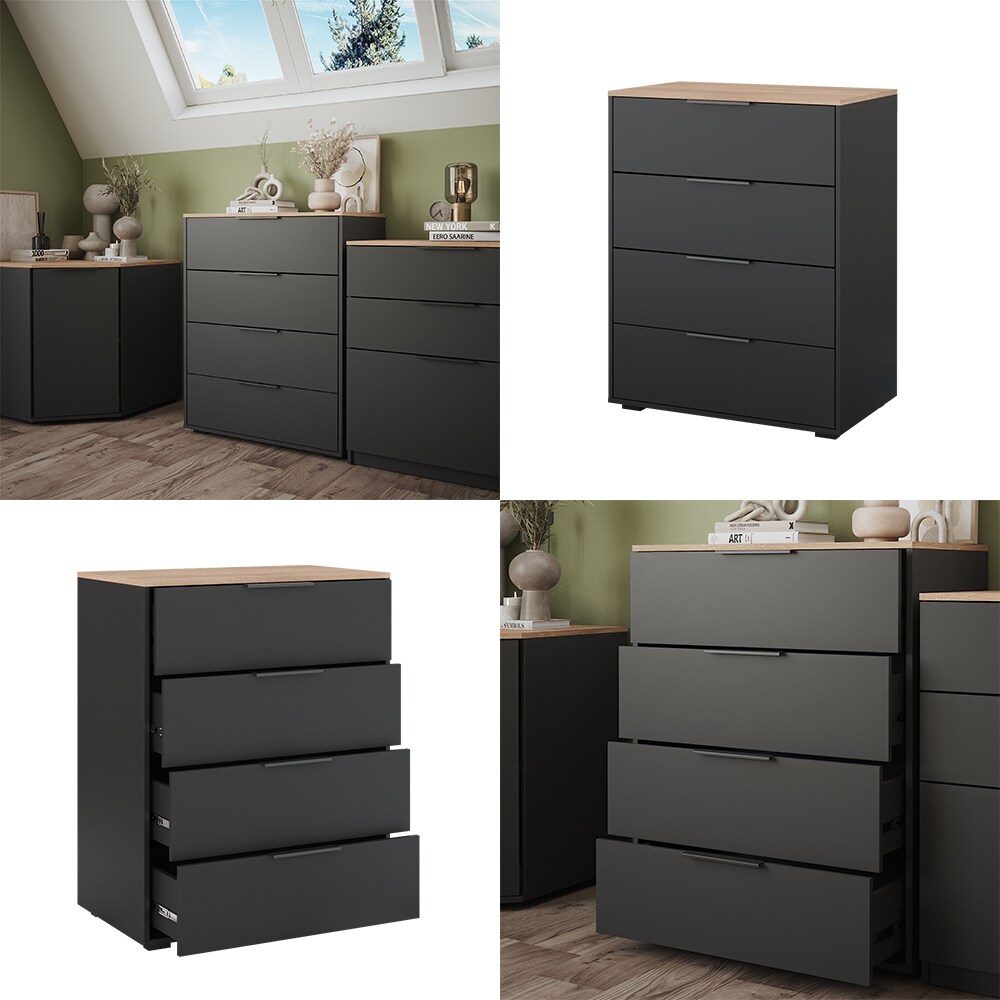 Vicco Sideboard Betti Anthrazit Sonoma 80 x 102 cm 4 Schubladen