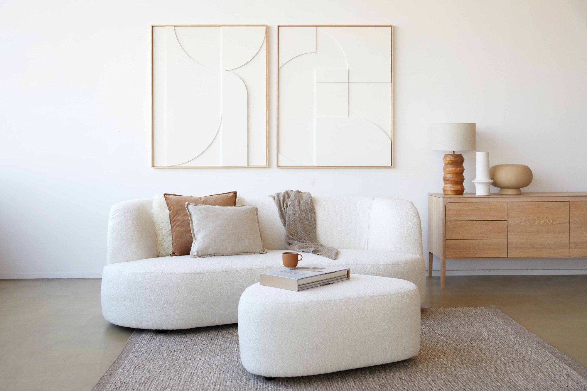 Loods 5 Design 4-zitsbank Curvy links 4-zits met vaste ottoman links | Alpine Ivory White 101