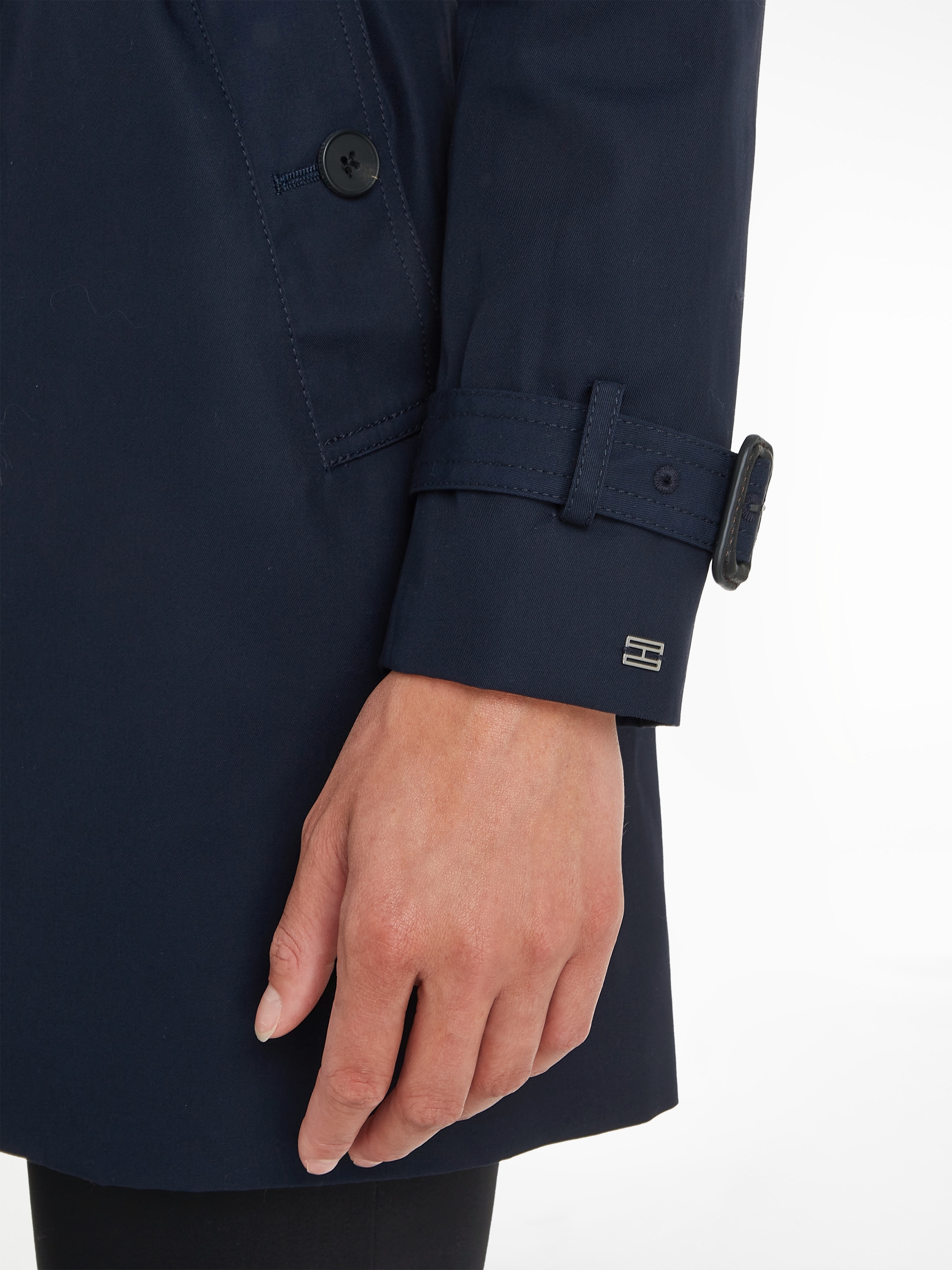 Tommy Hilfiger Langjacke »HERITAGE SINGLE BREASTED TRENCH« mit den typischen Trenchdetails & Tommy Streifen als Gürtelschlaufe