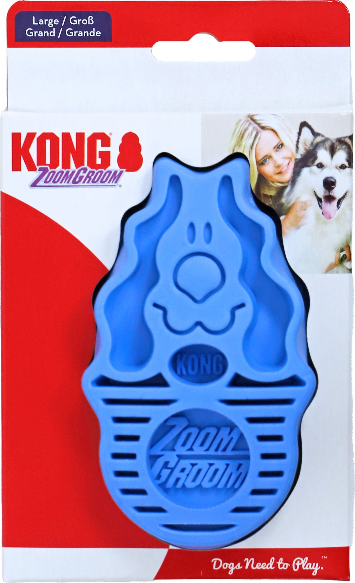 Kong hondenborstel ZoomGroom blauw 14 x 8 x 4 cm