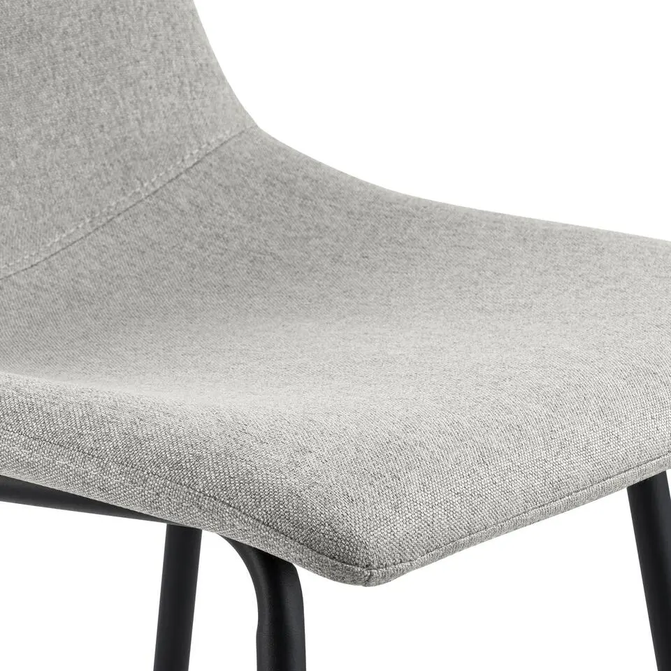 CLP Barkruk Altona zwart Frame - Stof - grijs