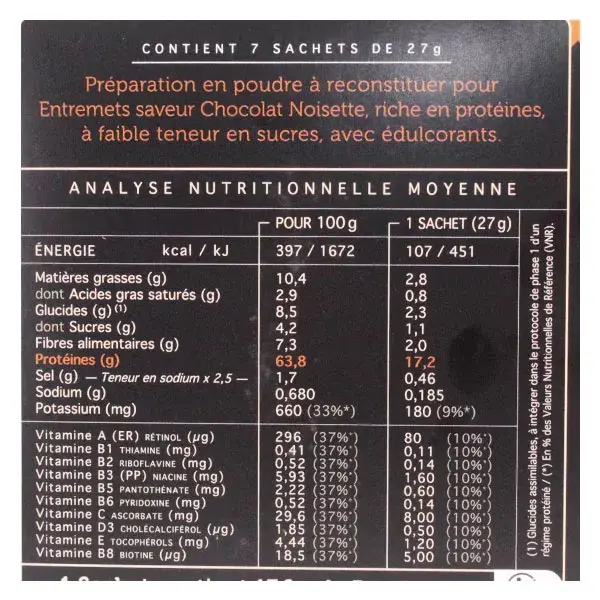 Sobremesa Protifast de Chocolate e Avelã com Alto Teor de Proteína (7 sachês)
