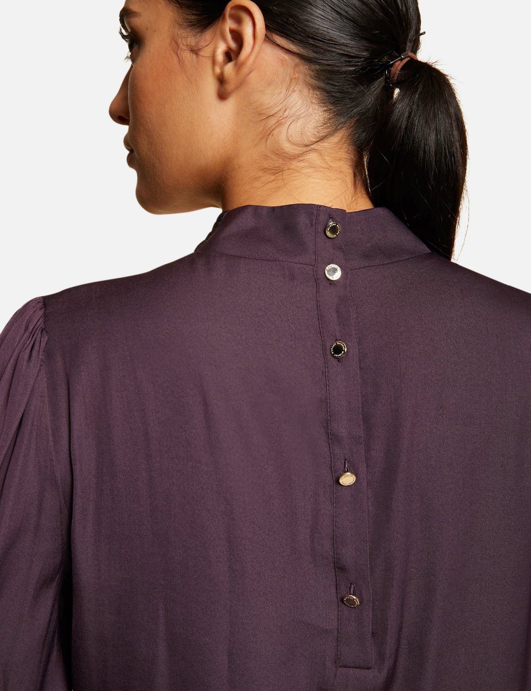 Blouse manches 3/4 satinée prune femme - prune
