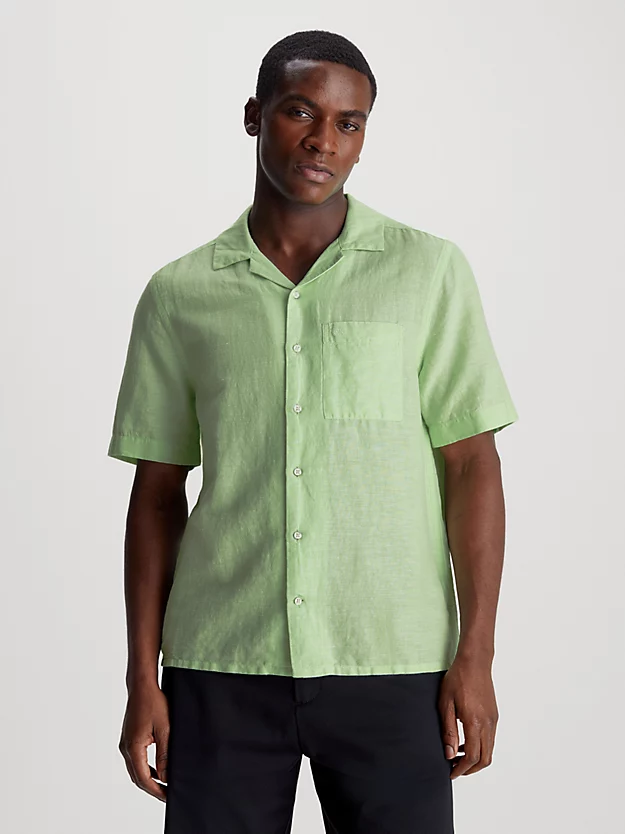 Camisa de algodão e linho com bolso