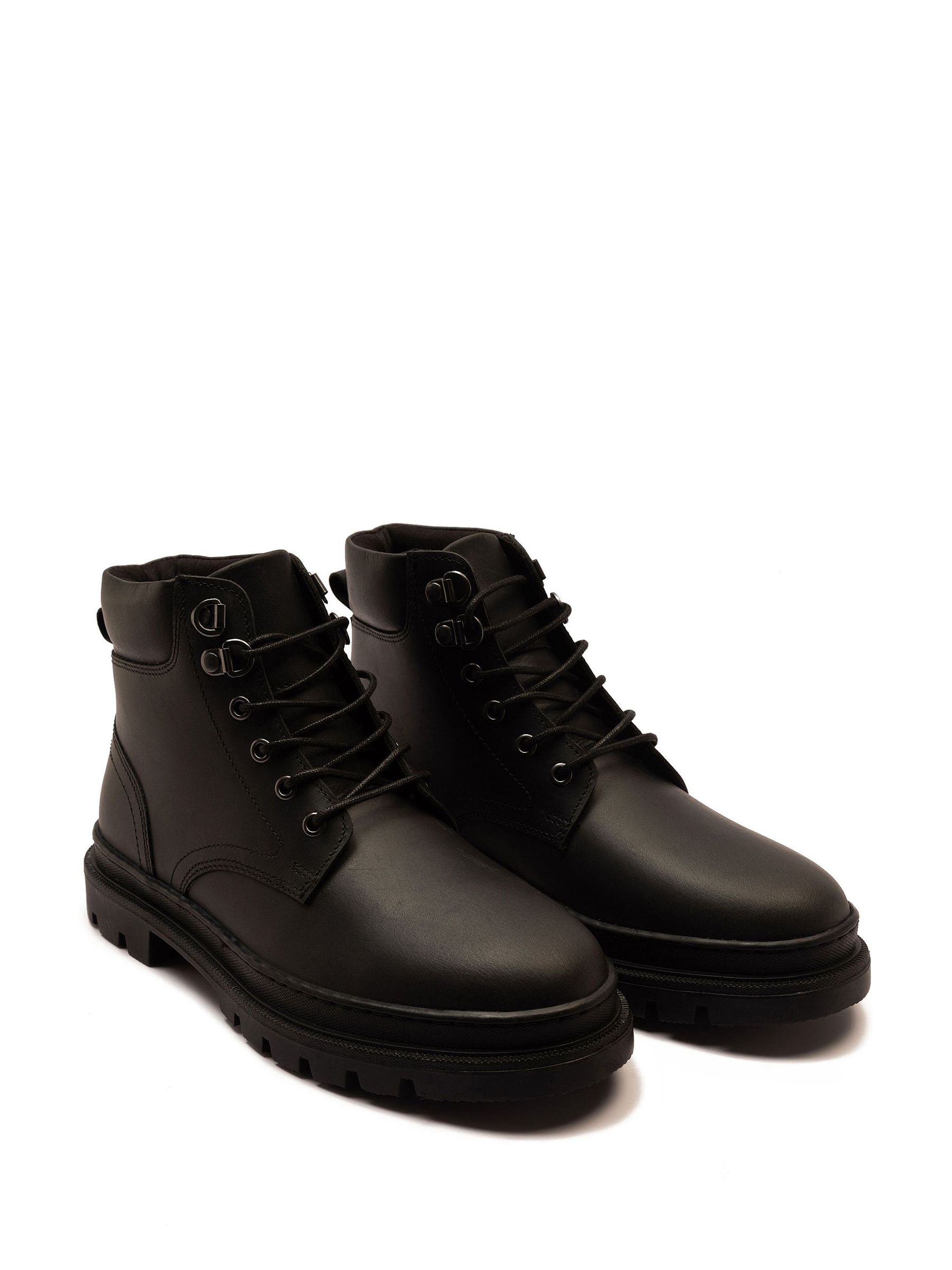 Zwart - Off The Hook Jones Leren Vetersluiting Casual Enkelboots