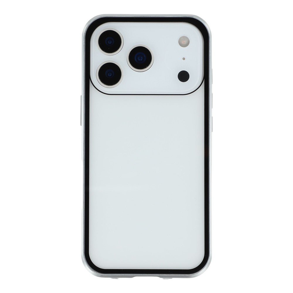 iPhone 17 Pro Magnetische Alu Schutzhülle mit Panzer Glas Backcover   Displayschutz (Magnet-Technologie) - Silber