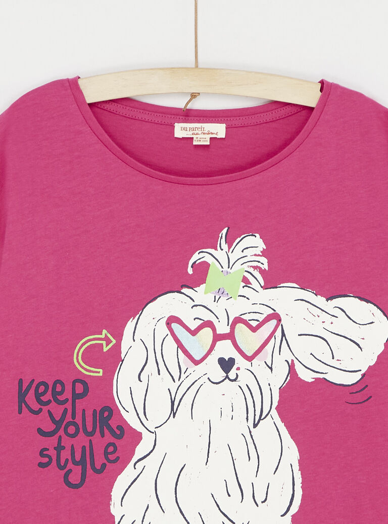 T-shirt fuschia à animation skate pour fille