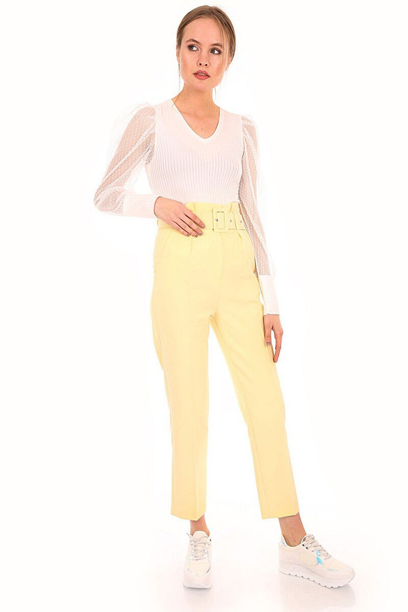 MT Clothes P-PANT_CEINTHAUT - Pantalon Ceinturée Taille Haute
