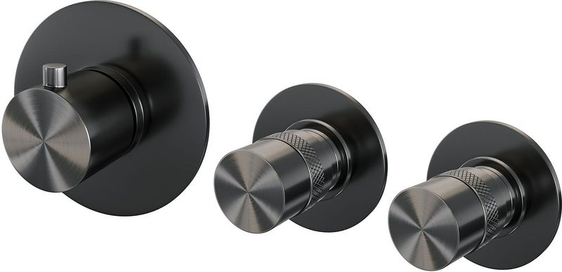 Brauer - Gunmetal Edition - Inbouwthermostaat - Geborsteld Gunmetal - Inclusief 2 Stopkranen