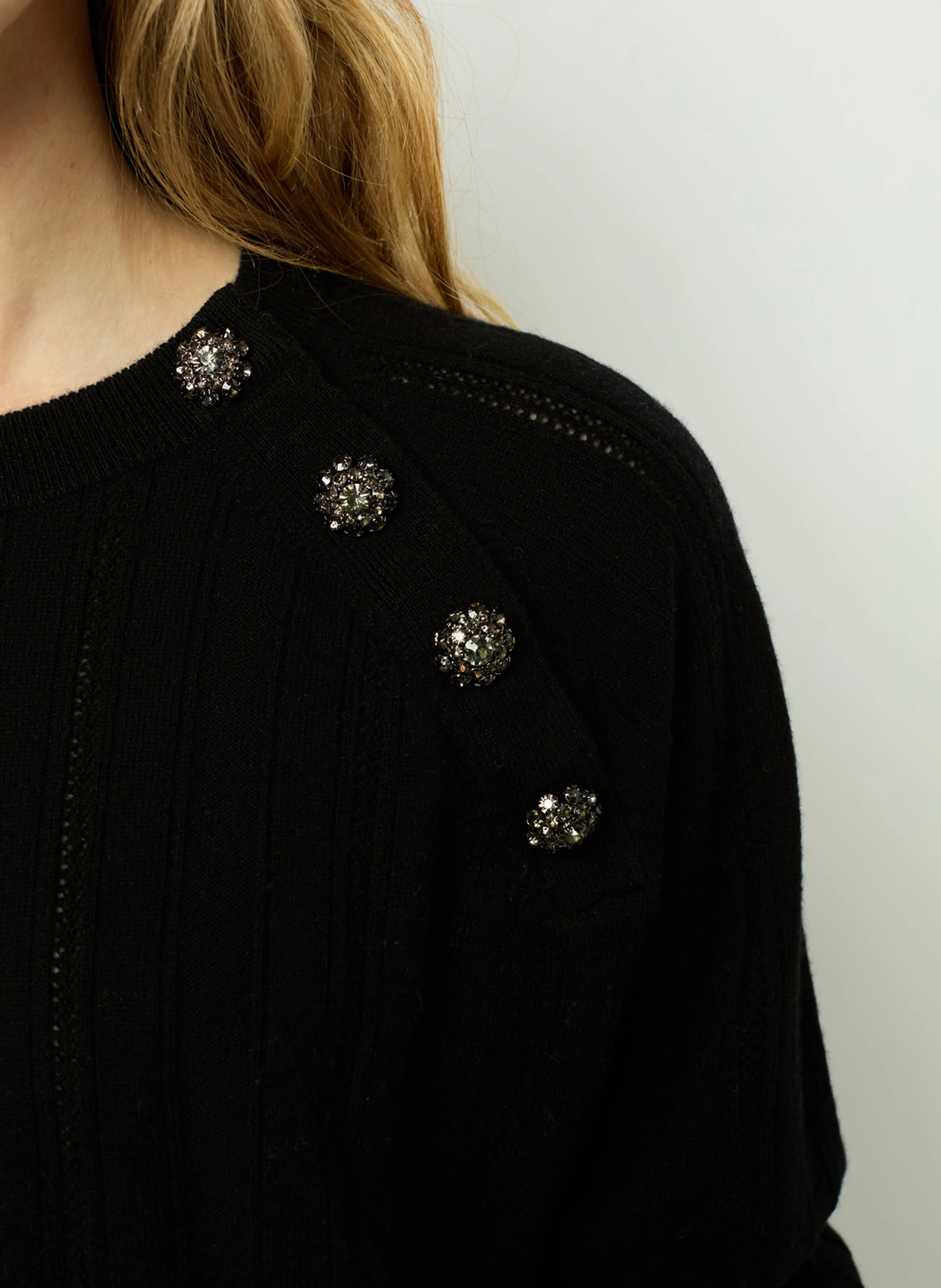 JOSETTE - Pull col rond en laine | Noir