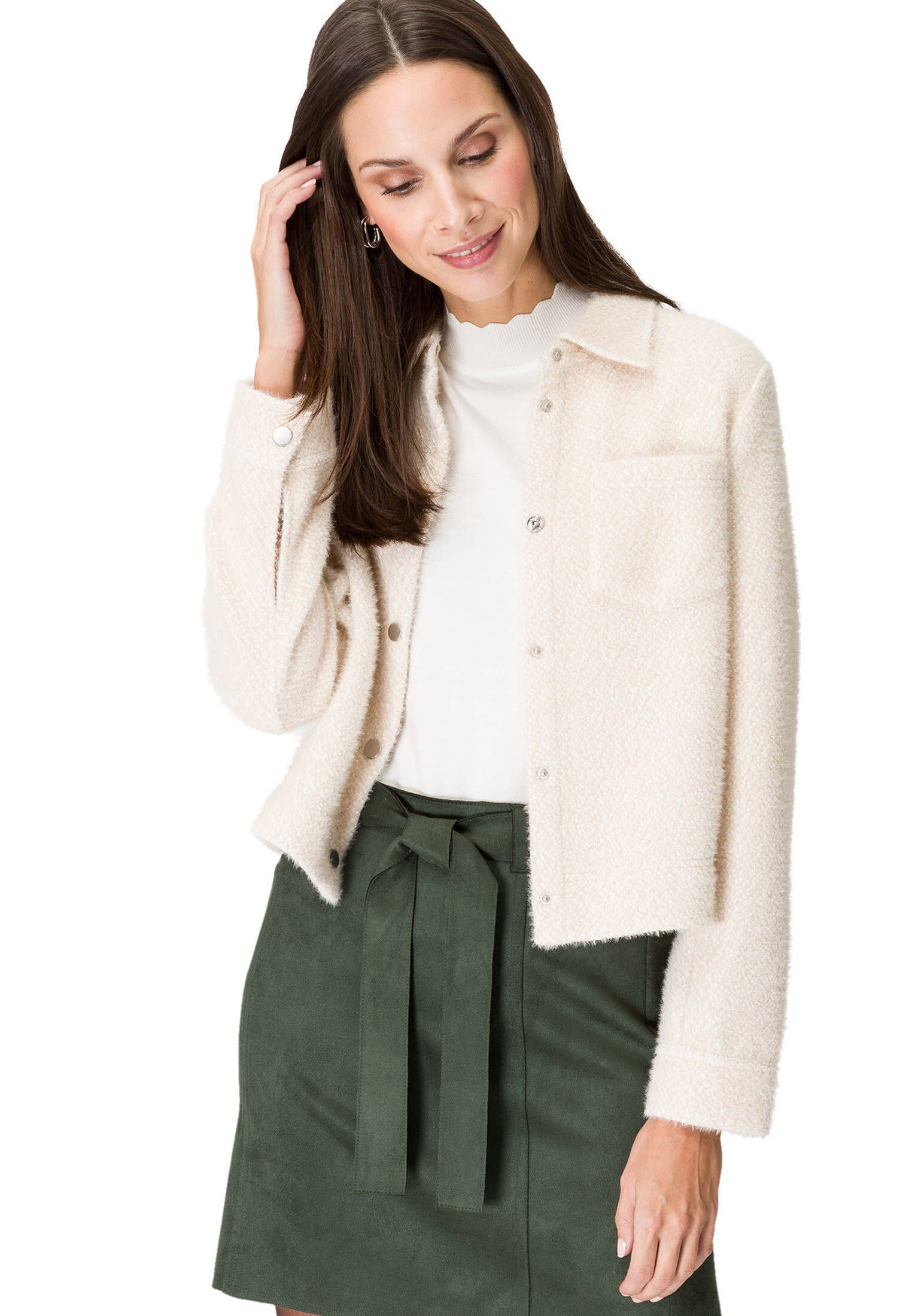 zero| Damen Jacke Bouclè mit Knöpfen