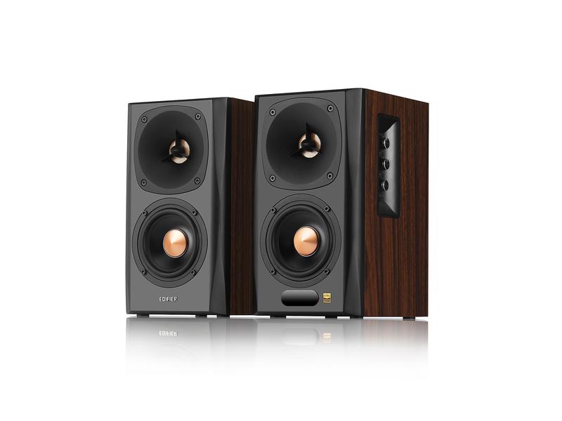 Edifier Regallautsprecher Paar S360DB Braun Hi-Res zertifiziertes 2.1 Audio-System mit diversen Eingangsoptionen