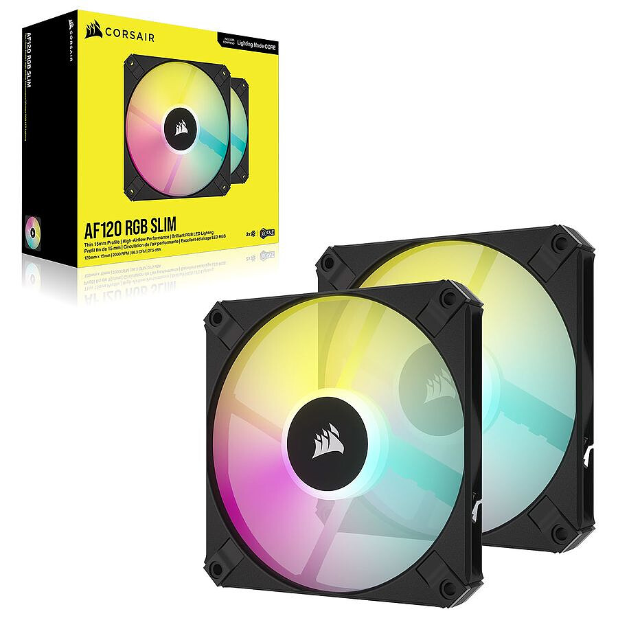 Corsair AF120 RGB Slim Dual Pack - Noir