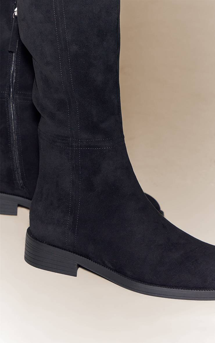 Noir Botte Cavalière Montante À Bout Rond En Synthétique