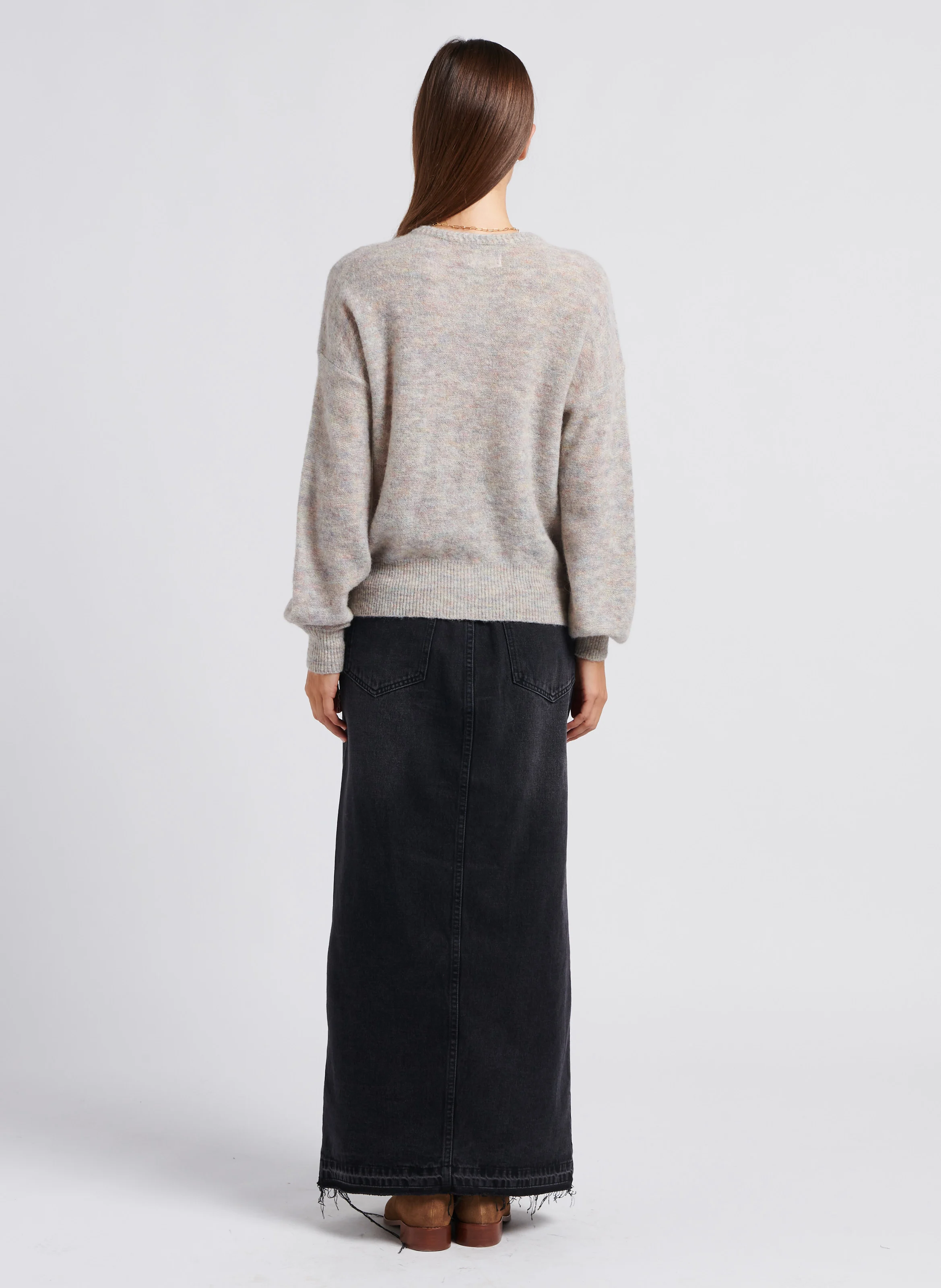 NETE - Jupe longue en coton | Noir