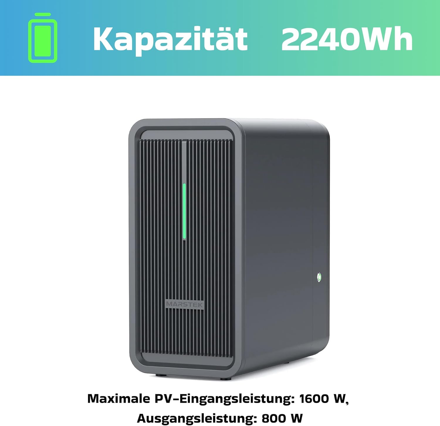 SUNNIVA® 1000W Balkonkraftwerk mit 2,24 kWh Speicher MARSTEK B2500-D, BIFAZIAL FULLBLACK komplett Steckdose, PV Solaranlage Komplettset mit Solarspeicher, 2x 500W N-Type Glas-Glas Bifacial Module