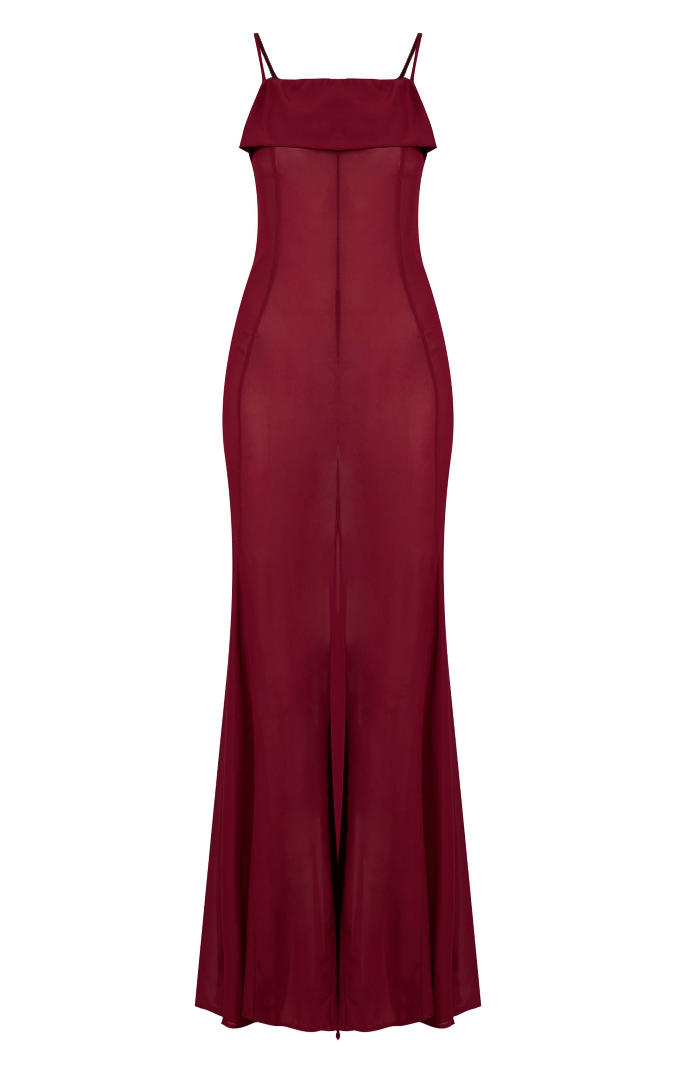 Rouge Bordeaux Robe Maxi Transparente