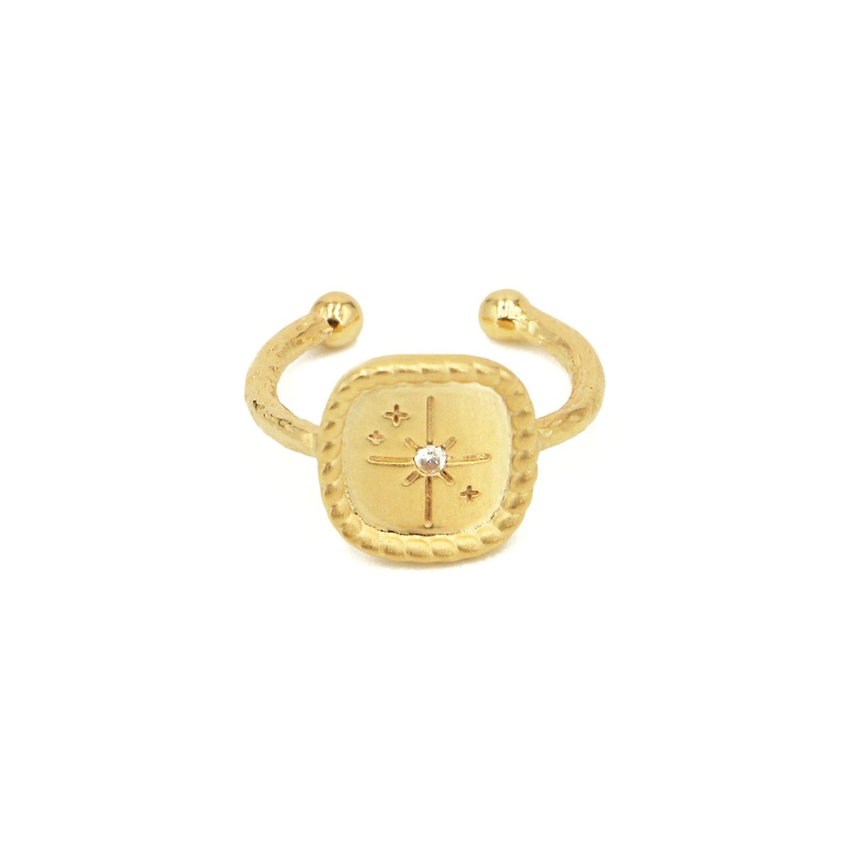 Bague ajustable doré à l'or fin 24K zircon MINI ORACLES