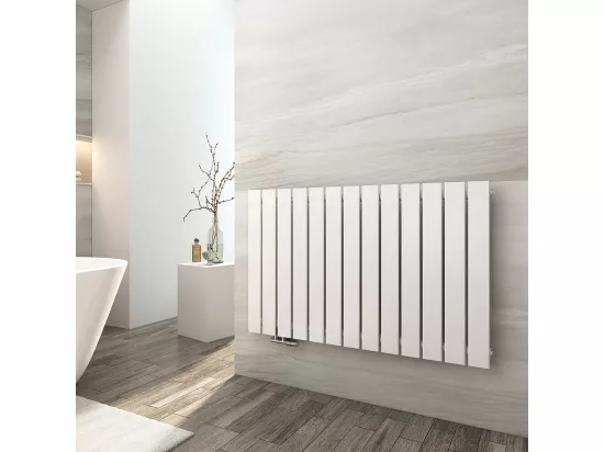 EMKE Radiateur à Eau Chaude, Radiateur plat seule couche connexion centrale, Montage mural vertical design, Blanc 63x100cm